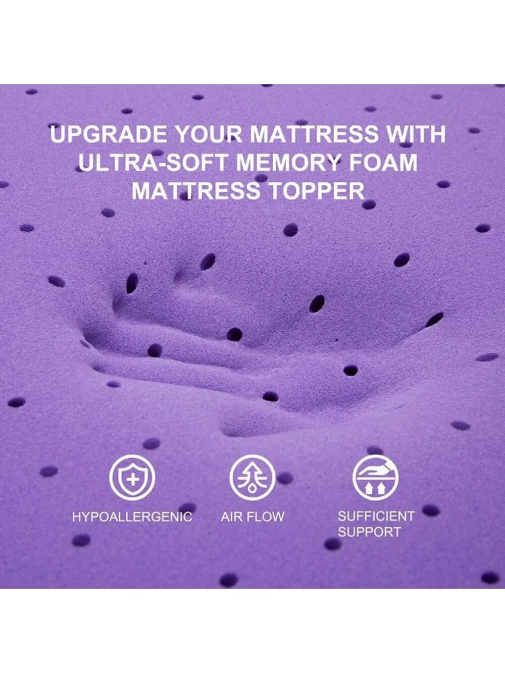 Queen Gel Memory Foam Mattress Topper - Soft, Ventilated & Pressure Relief Pad
